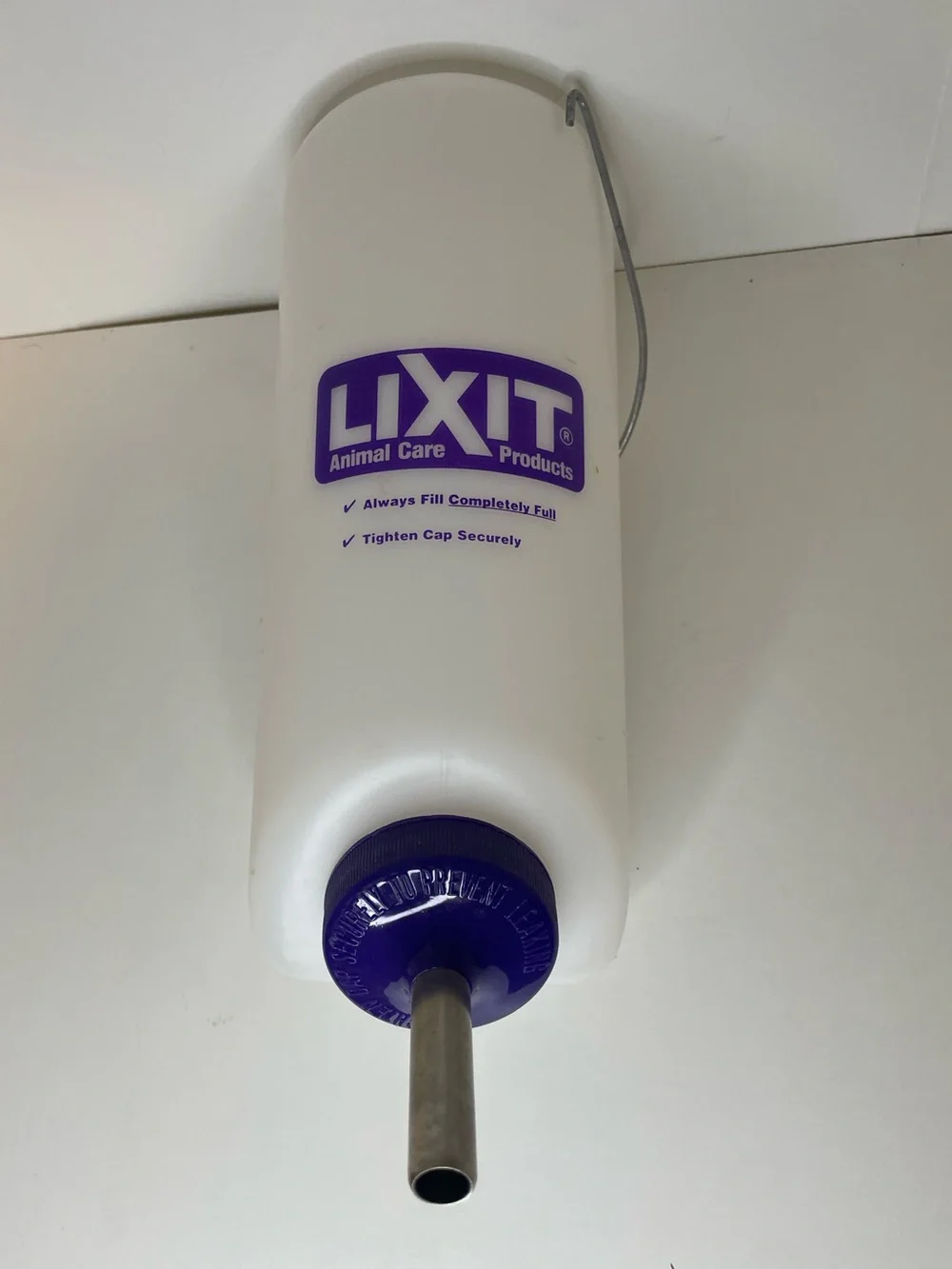 Small Pet Water Bottle in White & Purple -